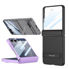 Galaxy Z Flip 7 uyumlu Kılıf Magnetik Menteşeli Kamera Korumalı Kick Standlı Premium Kapak