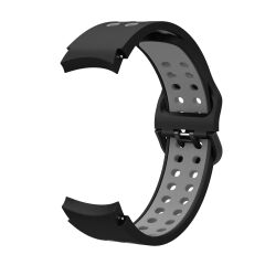 Samsung Galaxy Watch 5 Pro 45 mm Delikli Silikon Kordon Tam Uyumlu Pim Tasarımı Renkli Spor Kayış Siyah - Gri