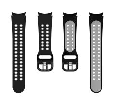 Samsung Galaxy Watch 5 Pro 45 mm Delikli Silikon Kordon Tam Uyumlu Pim Tasarımı Renkli Spor Kayış Siyah - Gri