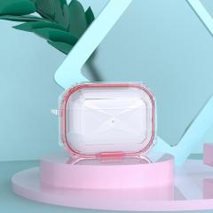 Airpods Pro Uyumlu Kılıf Silikon Kulaklık Kılıfı Renkli Çerçeveli Şeffaf Geometrik Tasarım