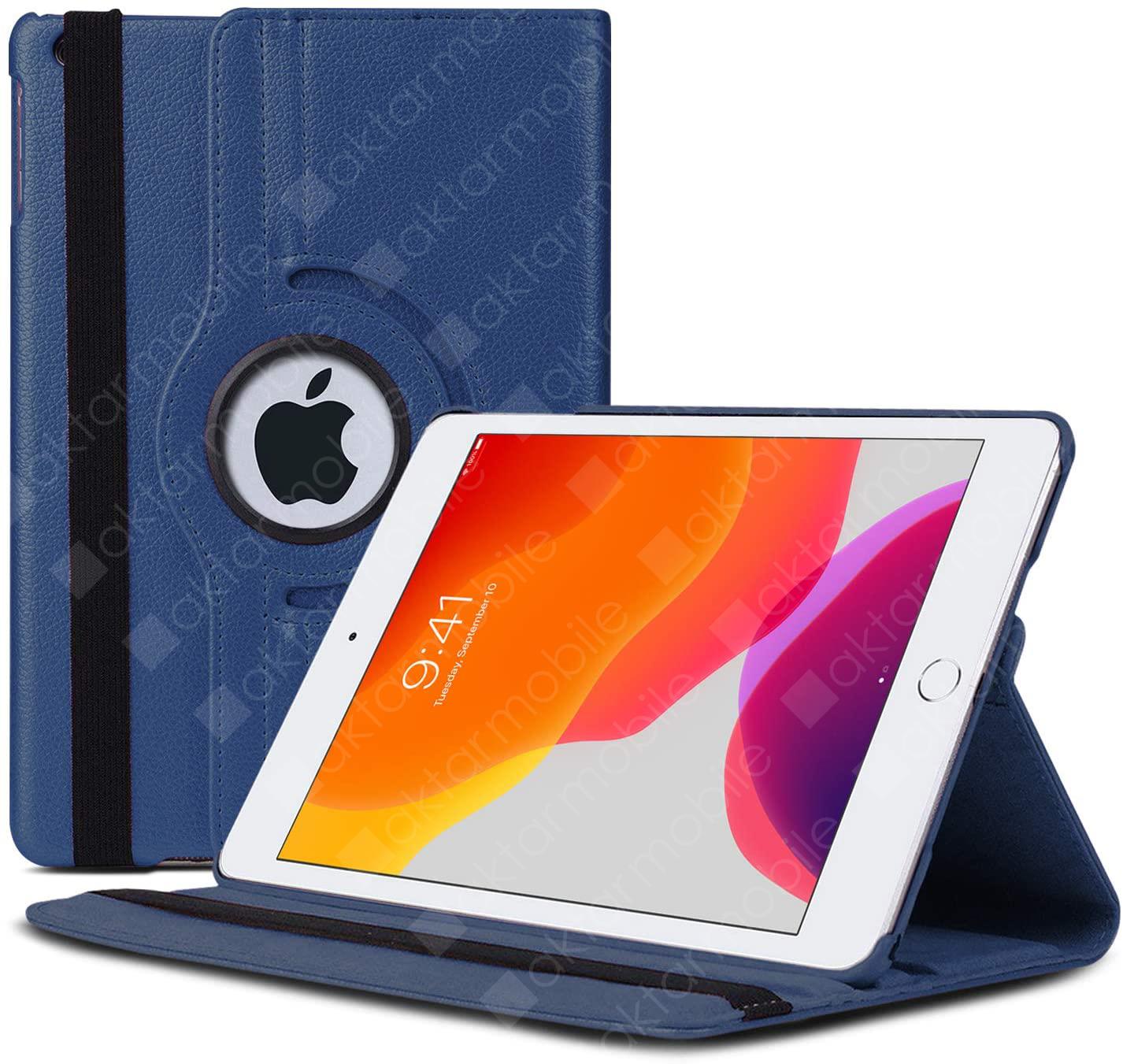 Apple iPad 9. Nesil 2021 10.2'' inc Kılıf 360° Dönebilen Akıllı Kapak Standlı Kılıf Smart Uyku Modlu Lacivert