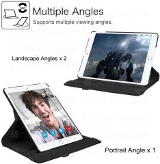 Apple iPad 9. Nesil 2021 10.2'' inc Kılıf 360° Dönebilen Akıllı Kapak Standlı Kılıf Smart Uyku Modlu Lacivert