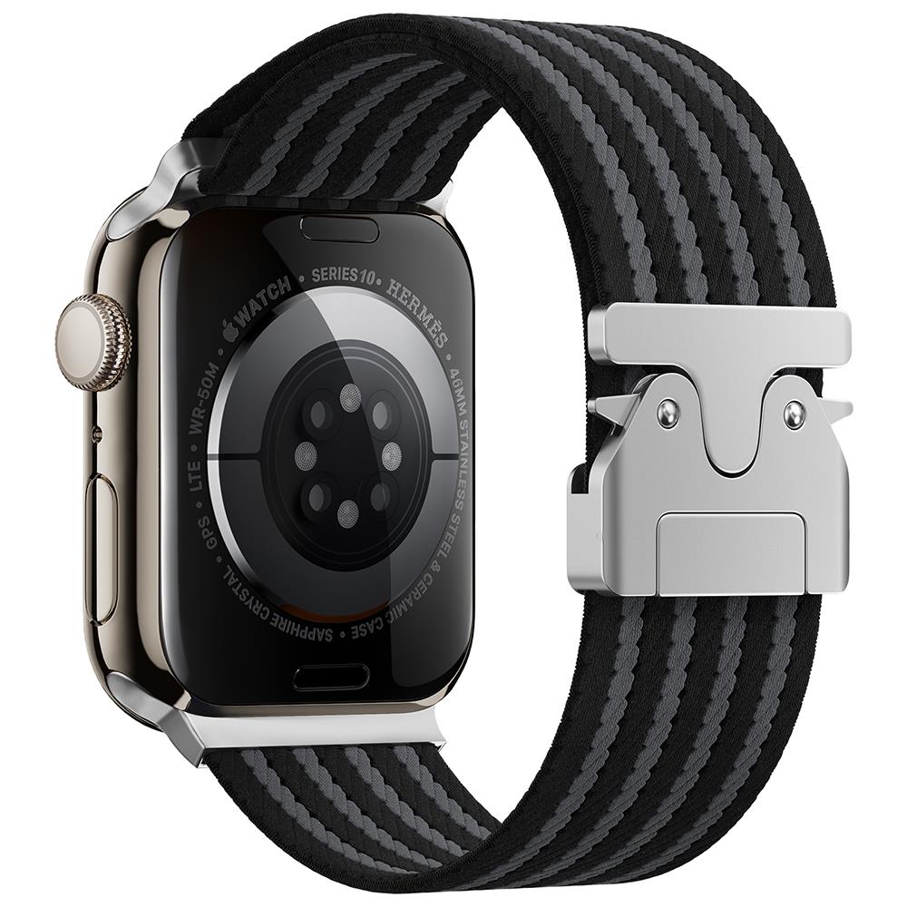 Apple Watch 6 5 4 3 2 1 SE 42 44 mm Uyumlu Naylon Dokuma Kumaş Kordon Premium Kayış Kilitli Toka Siyah