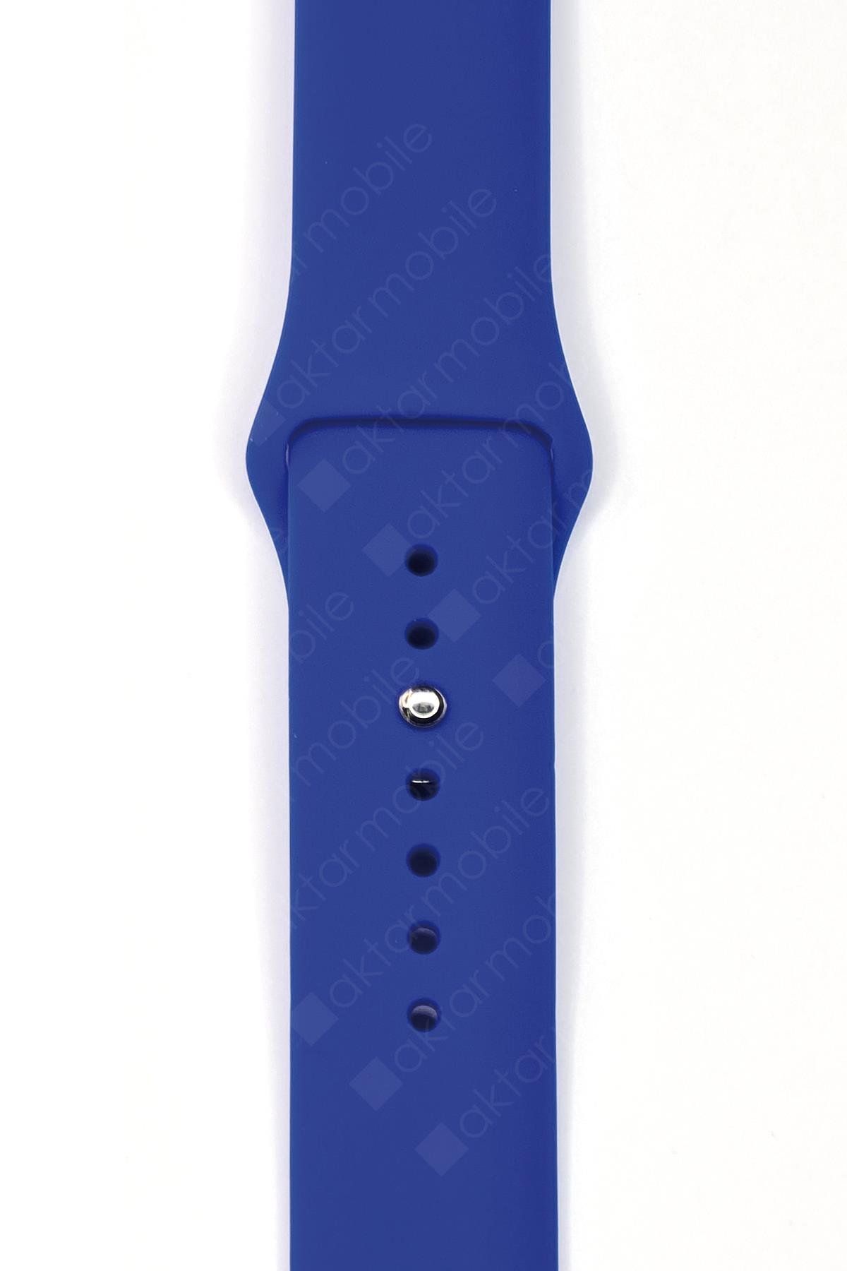 Samsung Galaxy Watch 6 40 / 44 mm Uyumlu Silikon Kordon Premium Spor Kayış Jel Silikon Spor Kordon Saks Mavi