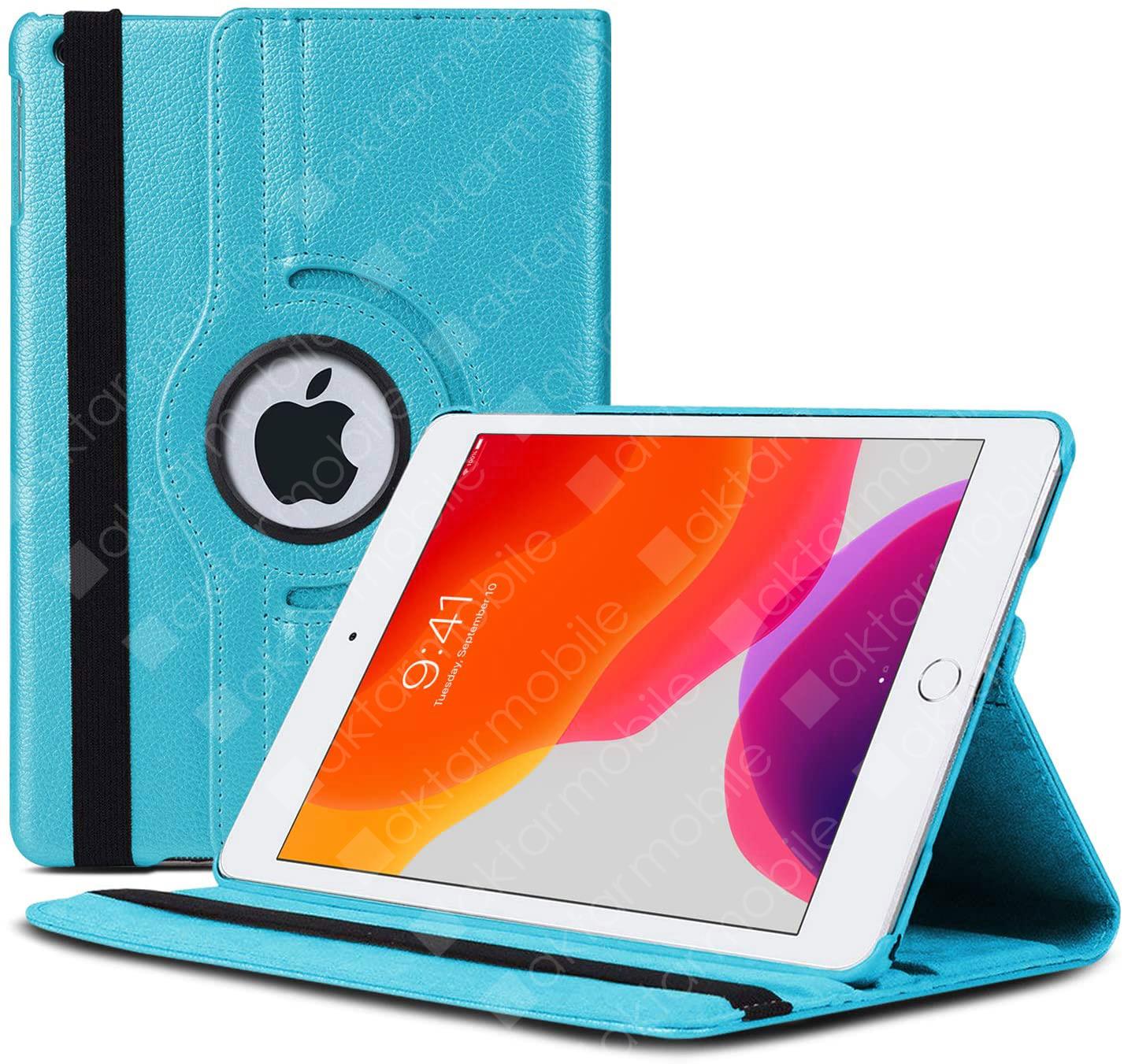 Apple iPad 9. Nesil 2021 10.2'' inc Kılıf 360° Dönebilen Akıllı Kapak Standlı Kılıf Smart Uyku Modlu Mavi
