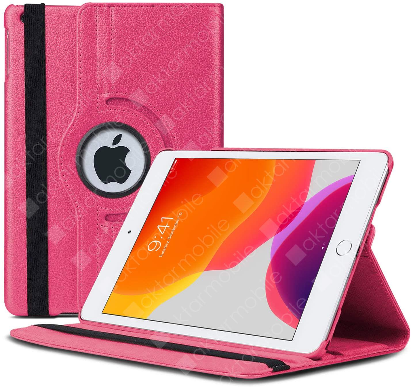 Apple iPad 9. Nesil 2021 10.2'' inc Kılıf 360° Dönebilen Akıllı Kapak Standlı Kılıf Smart Uyku Modlu Pembe