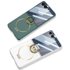Galaxy Z Flip 7 uyumlu Kılıf Yüzüklü Magsafe Kapak Kamera Korumalı Premium Mat Tasarım İnce Yapılı Gümüş