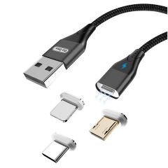 Go Des GD-UC501 3 in 1 Magnetic Fast Charger & SYNC Kablo Siyah