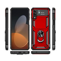 Samsung Galaxy Z Flip 4 Kılıf Metal Yüzüklü Silikon Kapak Tam Uyumlu Standlı Ultra Üstün Koruma