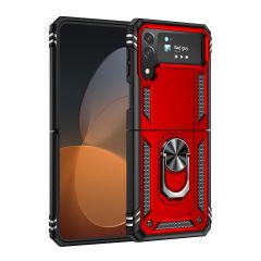 Samsung Galaxy Z Flip 4 Kılıf Metal Yüzüklü Silikon Kapak Tam Uyumlu Standlı Ultra Üstün Koruma