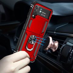 Samsung Galaxy Z Flip 4 Kılıf Metal Yüzüklü Silikon Kapak Tam Uyumlu Standlı Ultra Üstün Koruma