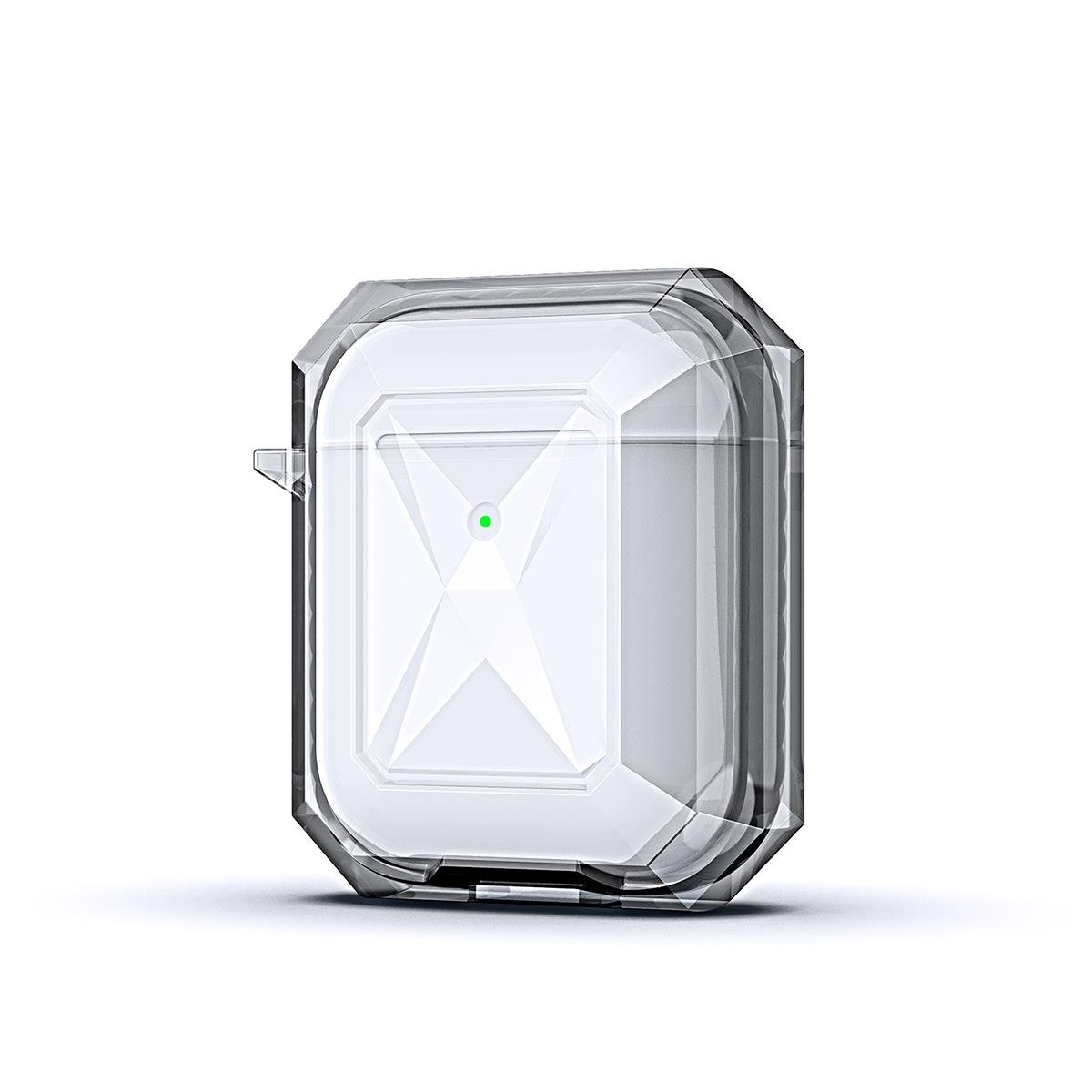 Airpods Uyumlu Kılıf Silikon Kulaklık Kılıfı Renkli Çerçeveli Şeffaf Geometrik Tasarım Siyah