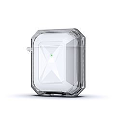 Airpods Uyumlu Kılıf Silikon Kulaklık Kılıfı Renkli Çerçeveli Şeffaf Geometrik Tasarım Siyah