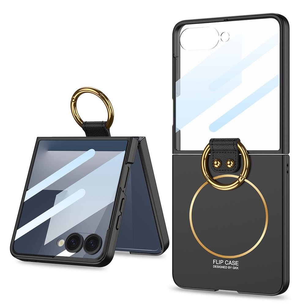 Galaxy Z Flip 7 uyumlu Kılıf Yüzüklü Magsafe Kapak Kamera Korumalı Premium Mat Tasarım İnce Yapılı Siyah