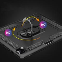 iPad Pro 12.9 4. Nesil 2020 Kılıf Metal Yüzüklü Standlı Kalem Bölmeli Premium Vega