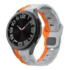 Samsung Galaxy Watch 5 40 44 mm Silikon Kordon Geometrik Desenli Spor Tasarım Premium Kayış Gri - Turuncu