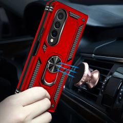 Samsung Galaxy Z Fold 4 Kılıf Metal Yüzüklü Silikon Kapak Tam Uyumlu Standlı Ultra Üstün Koruma