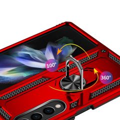 Samsung Galaxy Z Fold 4 Kılıf Metal Yüzüklü Silikon Kapak Tam Uyumlu Standlı Ultra Üstün Koruma