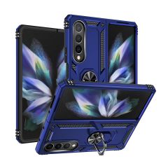 Samsung Galaxy Z Fold 4 Kılıf Metal Yüzüklü Silikon Kapak Tam Uyumlu Standlı Ultra Üstün Koruma