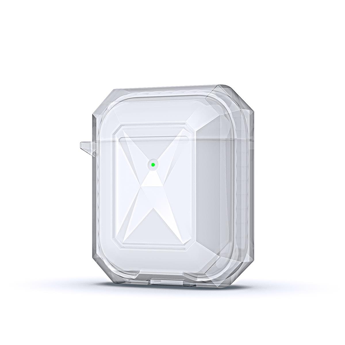Airpods Uyumlu Kılıf Silikon Kulaklık Kılıfı Renkli Çerçeveli Şeffaf Geometrik Tasarım Şeffaf