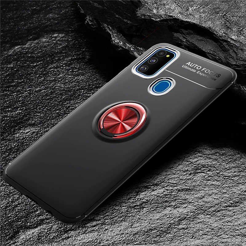 Galaxy M30S Kılıf Zore Ravel Silikon Kapak Siyah-Kırmızı