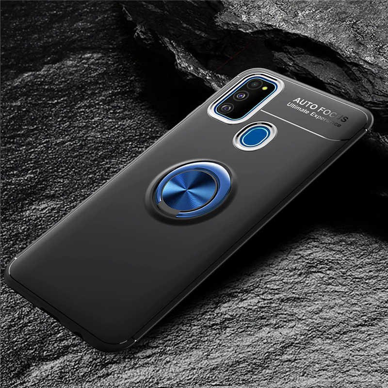 Galaxy M30S Kılıf Zore Ravel Silikon Kapak Siyah-Mavi