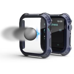 Apple Watch 7 45 mm uyumlu Ekran Koruyucu Anti-Shock Kasa Koruma Metalik Tasarım Tüm Gövde Kapak