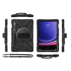 Galaxy Tab S9 FE 10.9'' SM-X510 Uyumlu Kılıf Askılı Standlı Defender Üstün Koruma Zırh Tank