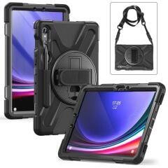 Galaxy Tab S9 FE 10.9'' SM-X510 Uyumlu Kılıf Askılı Standlı Defender Üstün Koruma Zırh Tank