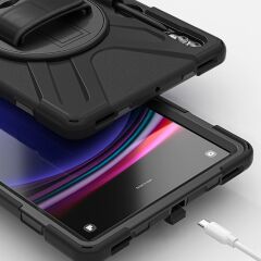 Galaxy Tab S9 FE+ Plus 12.4'' SM-X610 Uyumlu Kılıf Askılı Standlı Defender Üstün Koruma Zırh Tank