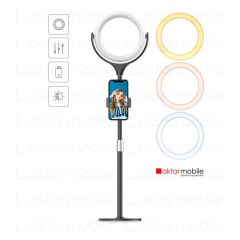 Ring Light Led 7’’ 18 cm Ayaklı Işık Halkası Masa Üstü Çok Amaçlı Şık Tasarım Metal Teleskobik Ayak Siyah