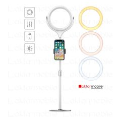 Ring Light Led 7’’ 18 cm Ayaklı Işık Halkası Masa Üstü Çok Amaçlı Şık Tasarım Metal Teleskobik Ayak Beyaz