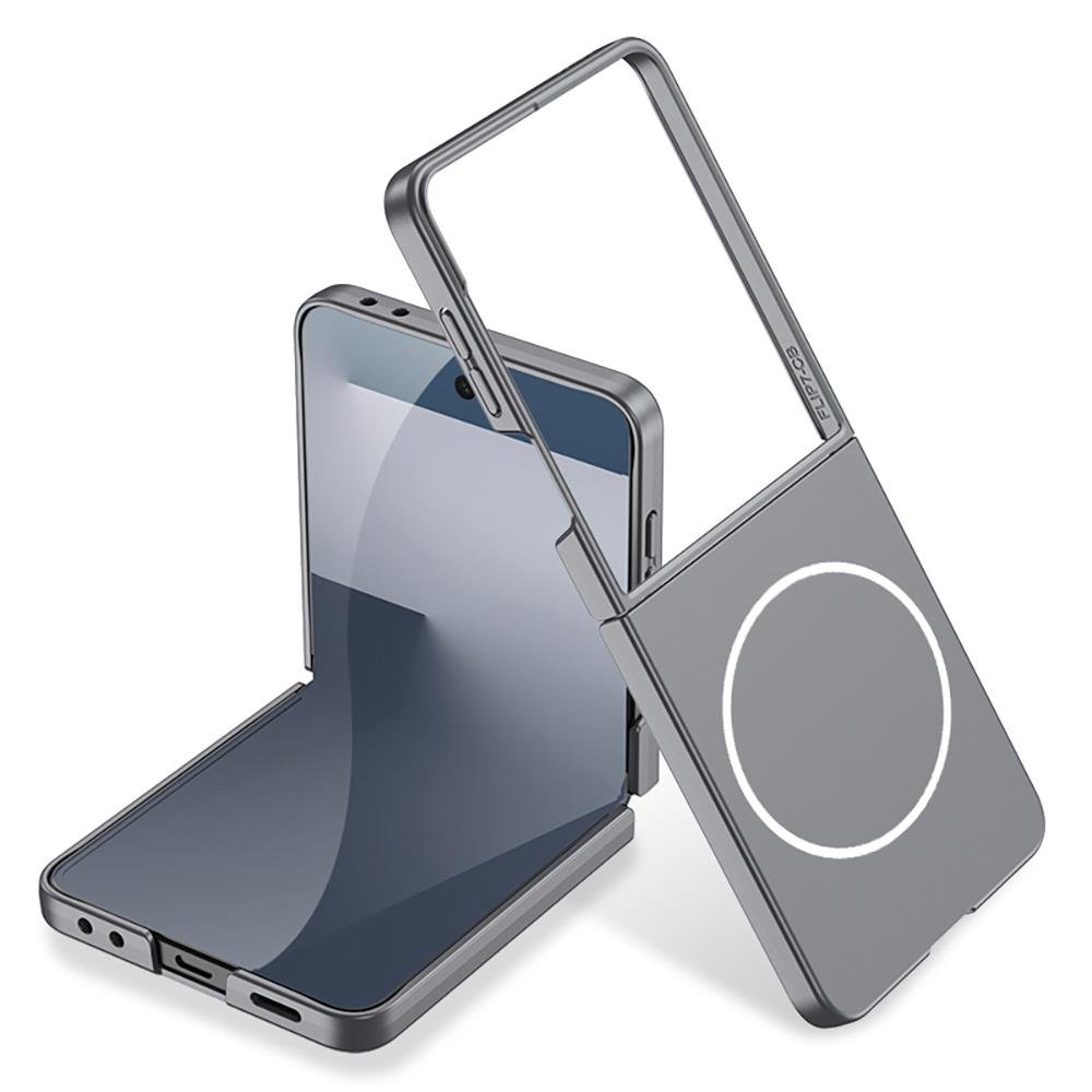 Galaxy Z Flip 7 uyumlu MagSafe Kılıf Kamera Korumalı Premium Kapak Mat Tasarım İnce Yapılı Gri