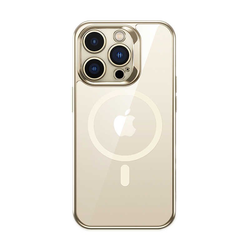 Apple iPhone 14 Pro Magsafe Şarj Özellikli Premium Cam Arka Yüzey Benks Electroplated Kapak Gold