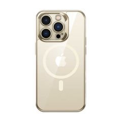 Apple iPhone 14 Pro Magsafe Şarj Özellikli Premium Cam Arka Yüzey Benks Electroplated Kapak Gold