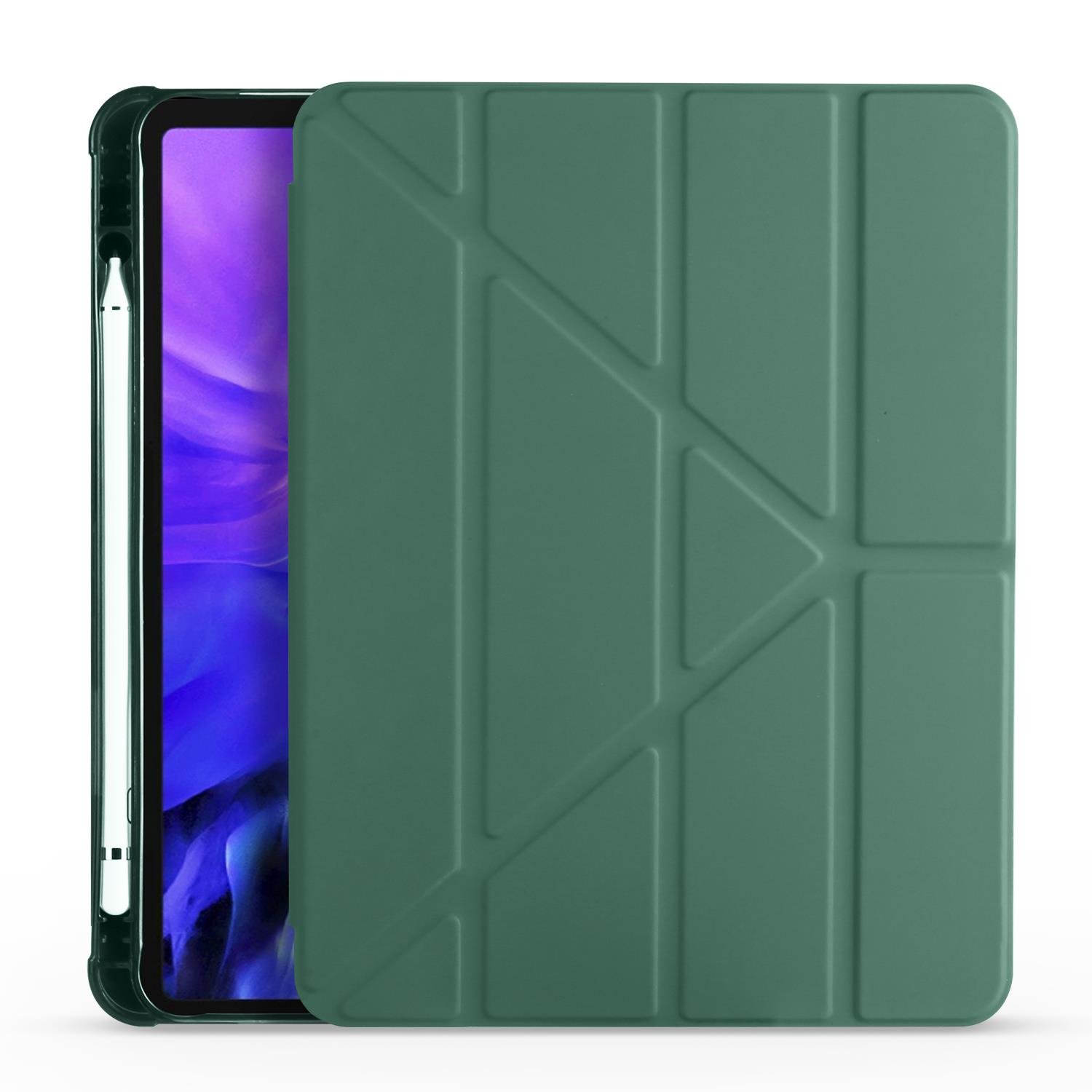 Apple iPad Pro 11 2020 2. Nesil Kılıf Kalem Bölmeli Premium Smart Standlı Tablet Kılıfı Koyu Yeşil
