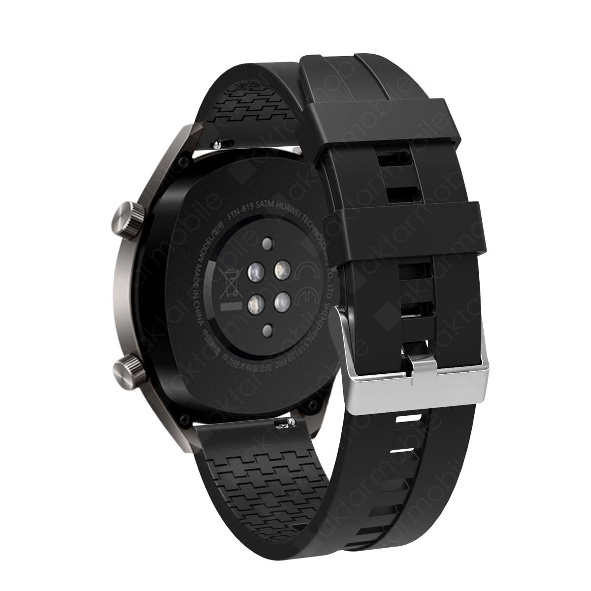 Huawei Watch GT 3 46 mm Uyumlu Silikon Kordon Spor Tasarım Premium Spor Kayış Siyah