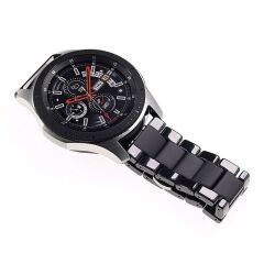 Huawei Watch GT 3 Pro Uyumlu Seramik Metal Kordon Mat & Parlak Premium Seramik Kayış Parlak Siyah