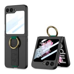 Samsung Galaxy Z Flip 6 uyumlu Yüzüklü Standlı Kılıf Kamera Korumalı Premium Kapak Mat Tasarım