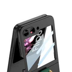 Samsung Galaxy Z Flip 6 uyumlu Yüzüklü Standlı Kılıf Kamera Korumalı Premium Kapak Mat Tasarım