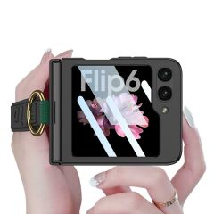 Samsung Galaxy Z Flip 6 uyumlu Yüzüklü Standlı Kılıf Kamera Korumalı Premium Kapak Mat Tasarım