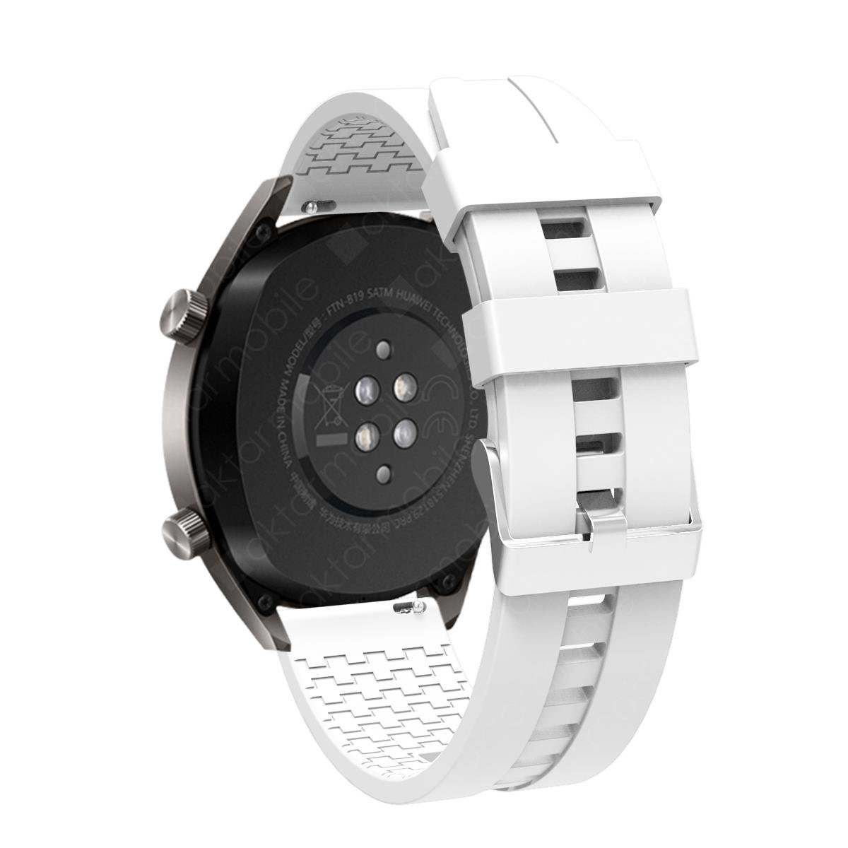 Huawei Watch GT 3 46 mm Uyumlu Silikon Kordon Spor Tasarım Premium Spor Kayış Beyaz