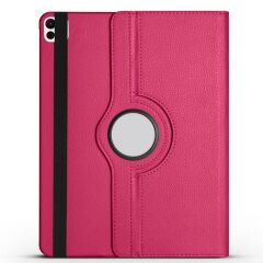 iPad Pro 11 M4 2024 uyumlu Kapaklı Kılıf 360° Dönebilen Standlı Smart Uyku Modlu Akıllı Kapak Koyu Pembe