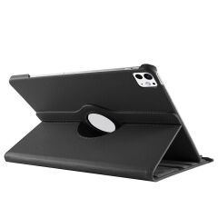 iPad Pro 11 M4 2024 uyumlu Kapaklı Kılıf 360° Dönebilen Standlı Smart Uyku Modlu Akıllı Kapak Siyah