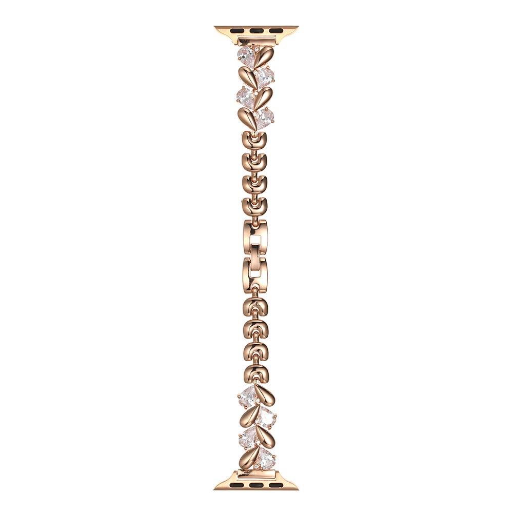 Apple Watch 6 5 4 3 2 1 SE 38 40 mm uyumlu Zarif Taşlı Tasarım Metal Kordon New Collection Şık Kayış Rose Gold