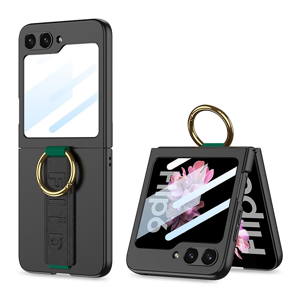 Samsung Galaxy Z Flip 6 uyumlu Yüzüklü Standlı Kılıf Kamera Korumalı Premium Kapak Mat Tasarım Siyah