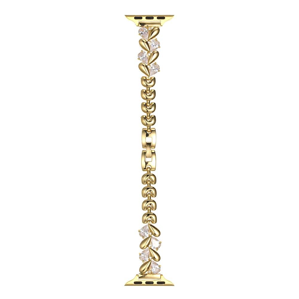 Apple Watch 6 5 4 3 2 1 SE 38 40 mm uyumlu Zarif Taşlı Tasarım Metal Kordon New Collection Şık Kayış Gold