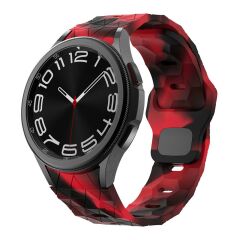 Samsung Galaxy Watch 5 Pro 45 mm Silikon Kordon Geometrik Desenli Spor Tasarım Premium Kayış Siyah - Kırmızı