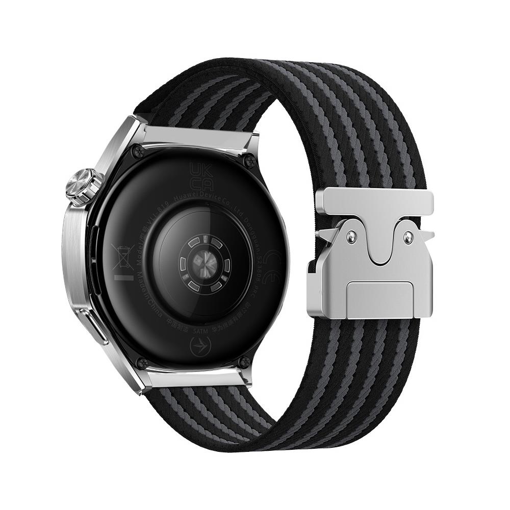Galaxy Watch 3 45 mm Uyumlu Naylon Dokuma Kumaş Kordon Premium Kayış Kilitli Toka Siyah