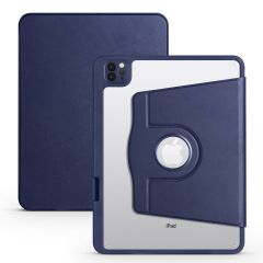 iPad Air 5 2022 10.9'' M1 uyumlu Kılıf 360 Dönebilen Kalem Bölmeli Yatay Dikey Standlı Akıllı Kapak Lacivert